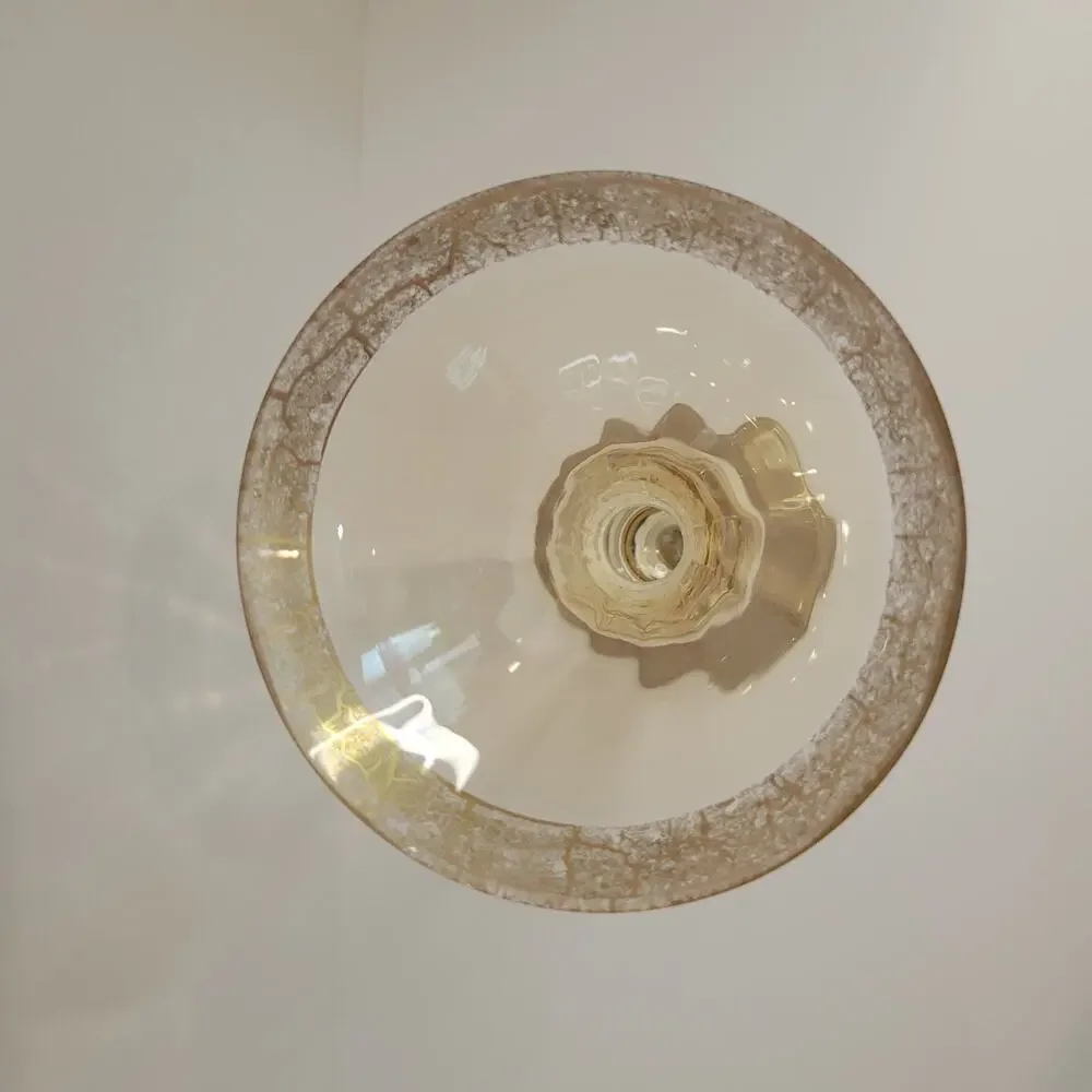 VTG Bombay Poland Mouth‑Blown Champagne Gold Art Glass Trumpet Vase 10.5